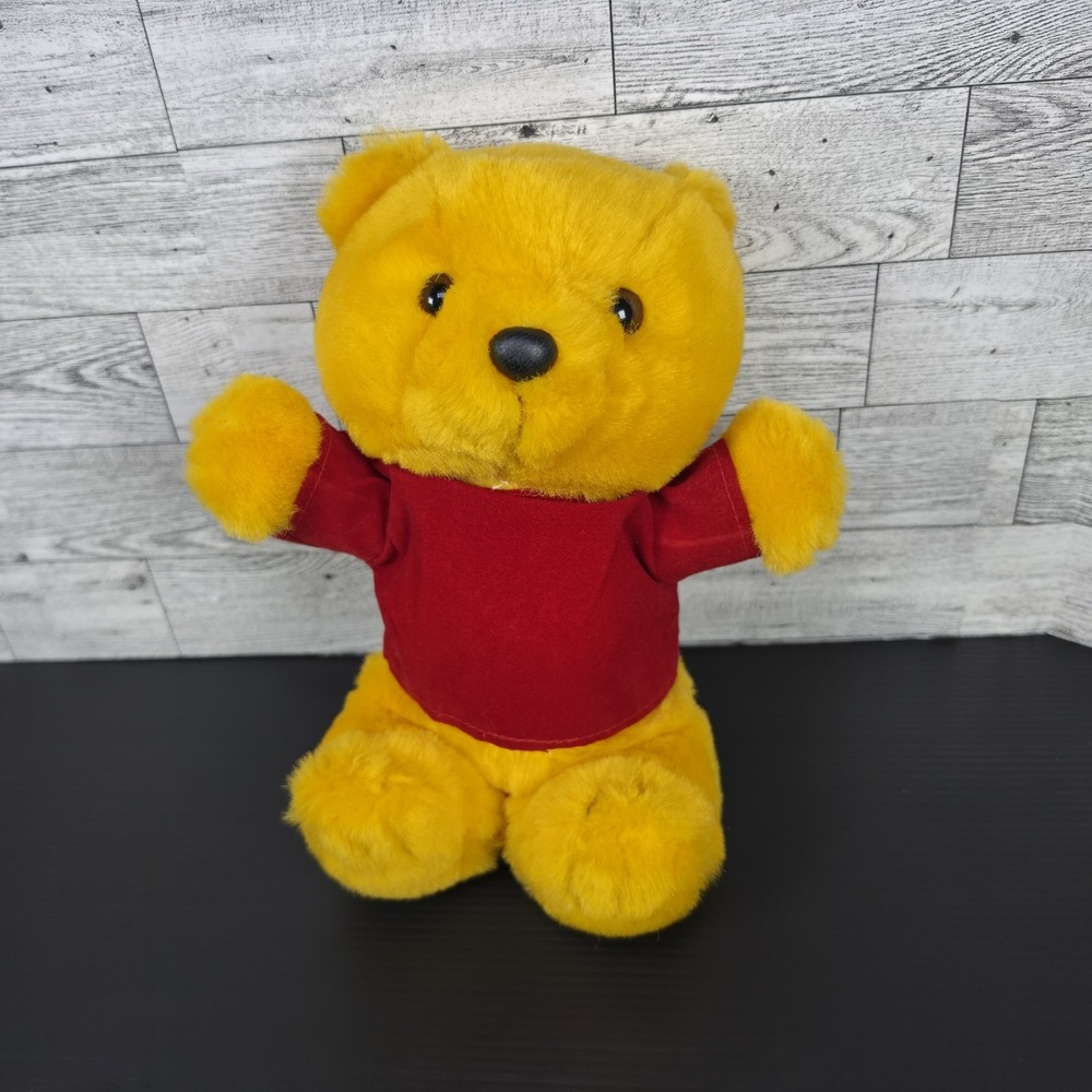 Toy‎ Network 1992 Teddy Bear Plush Stuffed Animal Golden Yellow Red Shirt 9"